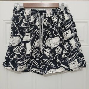Vilbrequin mens large swim trunks beach shorts black white cars rubik's cube